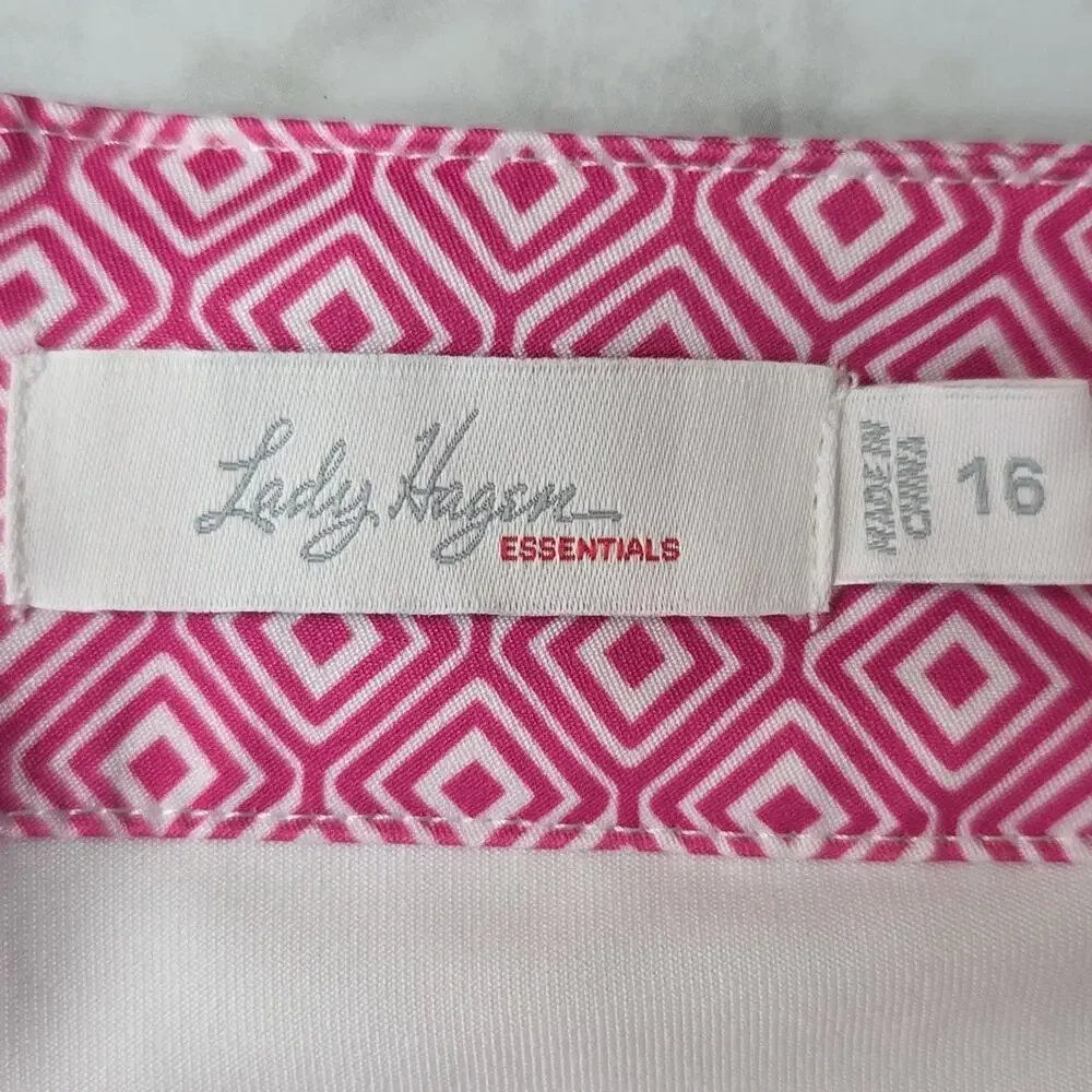 Womens Sz 16 Pink Geometric Pockets Pickleball Tennis Golf Skortv Lady Hagen - Picture 3 of 11